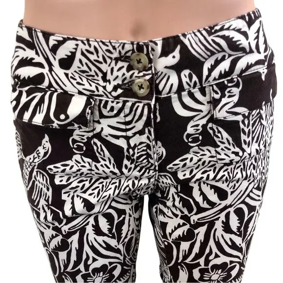 CAbi Serengeti Cropped Pants Brown White Tropical Print Sunset Keyna Style 351 - Picture 5 of 16